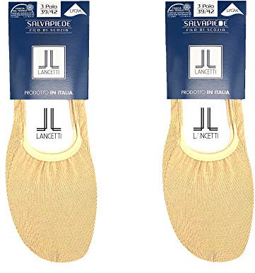 LANCETTI 6 paires de chaussettes Basses de Sport Anti-Vessie, Socquettes Courtes en Coton fil d'Ecosse pour la Cheville, Resistant ed Respirant pour Hommes ed Femmes (39-42) - Ecru