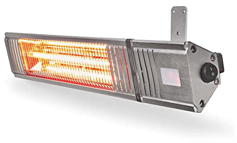 Nedis HTPA30ESS - Calefactor de terraza | 2000 W | 9 ajustes de calor | Montaje en pared | IP65 | Gris