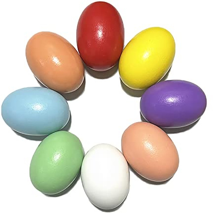 Easter Wooden Eggs Easter Decorations - 8 Colors Wood DIY Faux Egg Crafts Fake Chicken Egg Nesting Eggs Easter Home Party Decor