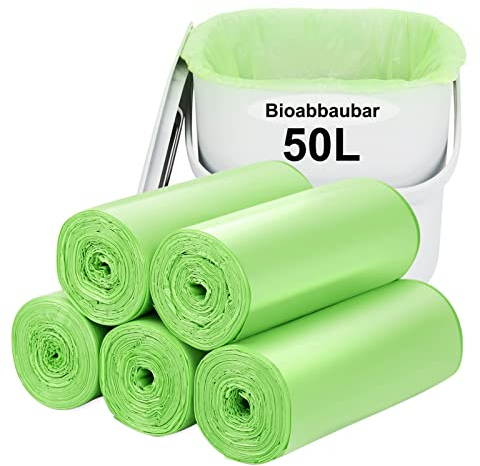 Müllsäcke kompostierbare müllbeutel-50pcs biomülltüten-50L: Aievrgad 13 gallon rubbish bag - 100% recycled, thick, biodegradable, compostable, for kitchen/home/garden green