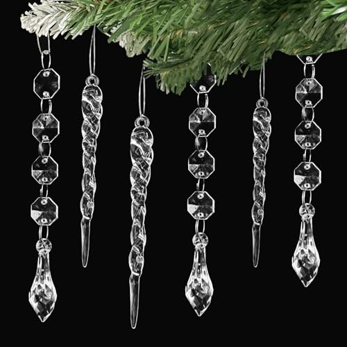 Paquete de 37 lujosas Decoraciones para árboles de Navidad, Decoraciones de carámbanos, carámbanos acrílicos, Colgantes para árboles de Navidad, Decoraciones navideñas