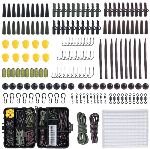 Goture 272stk Angelhaken Kit, Karpfen Tackle Box, Angelzubehör Set mit Jig Haken, Angeln Wirbel Snaps, Bullet Bass Werfen Sinker Gewichte, Angelleine Perlen, Angelausrüstung Set mit Angehen Box