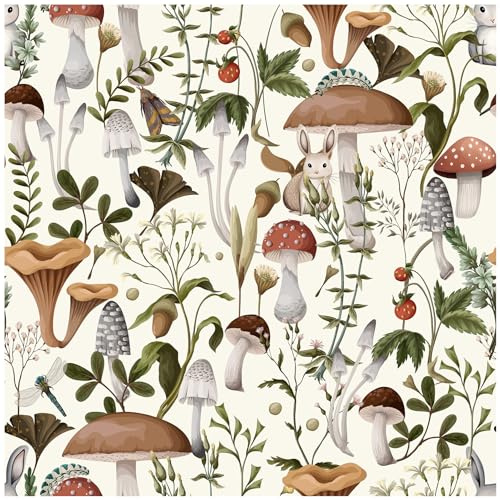 MILEPER Mushroom Wallpaper Peel and Stick Forest Contact Paper 17.7×78.8