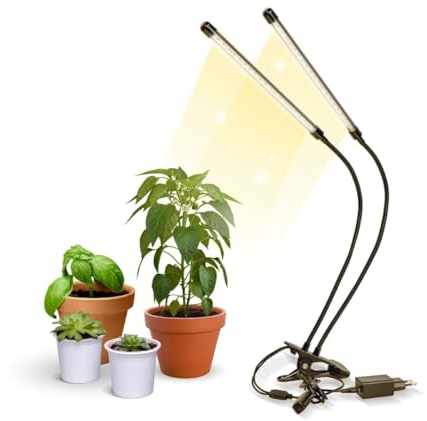 Mobiclinic®, Lampada per piante, Growflex x2, 3 modalità, 6000k, 10 livelli di luminosità, 2 teste, Spettro completo, Timer, Rotazione a 360°, 40w, Flessibile, Da interno, Growlight, Usb