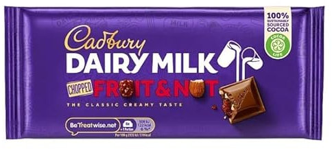 3 x Dairy Milk Fruit and Nut Chopped Chocolate Bar 95g Delicious Tasty And Twisty Treat Gift Hamper For Birthday,Christmas