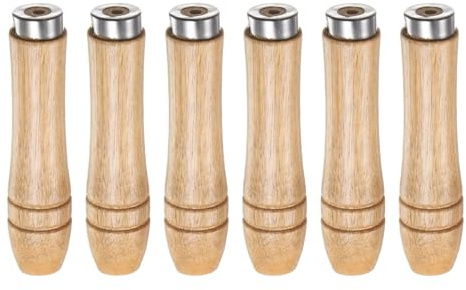 QUARKZMAN Manico per Lime Legno da 6pz, Manici Ergonomici Foro Rotondo da 3,66 e 4 Mm, Collare Metallo per Lime Metallo da 6