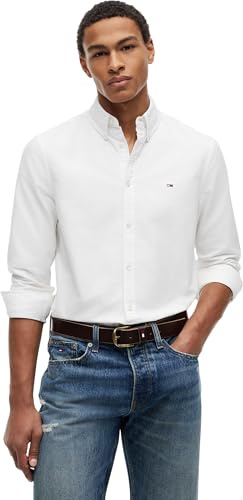 Tommy Jeans Tjm Reg Oxford Shirt Ext Dm0Dm21298, Camicia a Maniche Lunghe, Uomo, Bianco (Ecru), L
