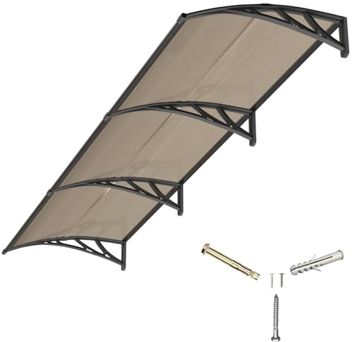 Front Door Canopy Outdoor Awning 300x100cm,Window, Patio or Porch Rain Shelter with ABS Bracket,Polycarbonate Sheet, UV,Snow Protection