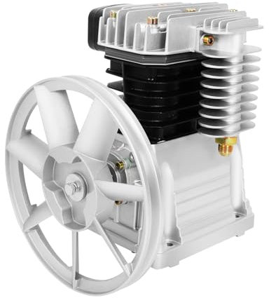 Silent - Compresor de aire silencioso, 79 dB, silencioso, sin aceite, cabezal de compresor de aire con 2 cilindros y silenciador