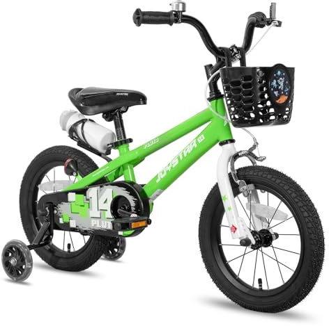 JOYSTAR Pluto 14 Pulgadas Bicicleta Infantil para niños y niñas de 3 a 5 años. Bicicleta Infantil de 14 Pulgadas con estabilizador y Canasta. Verde