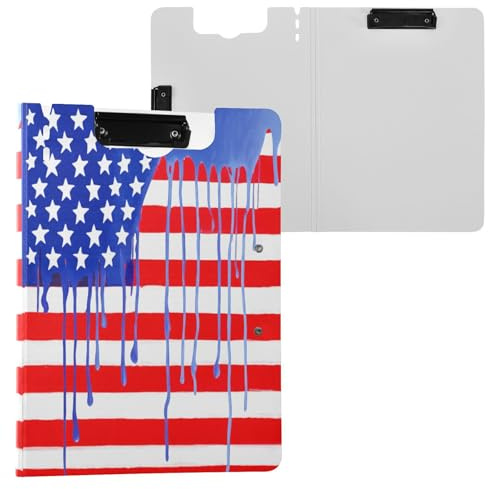 JUMBEAR Portapapeles de bandera americana A4 con clips dobles, tablero plegable con tapa, organizador personal ligero adecuado para hospitales, oficinas, escuelas, negocios, suministros de aula