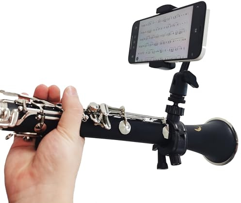 Clarinet Lyre,Professional Clarinet&Trumpet Sheet Music Lyre,Adjustable Lyre for Marching Band Phone Holder,Compatible with Smartphones,for Musicians on the Move Easily Read PDF sheet music&Take video