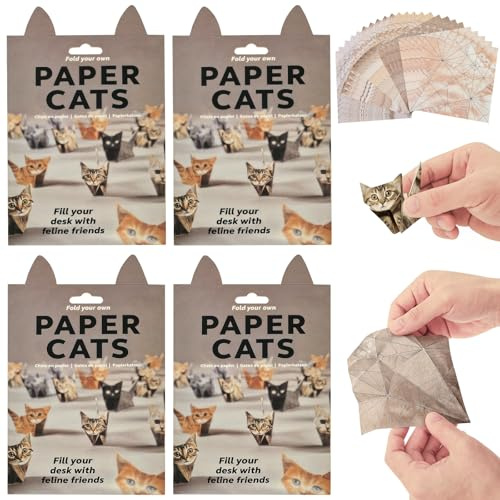 SUPPUIMNT Papperskatter, origami set för att vika dina egna kattfigurer av papper kreativ 3D djur hobbyaktivitet för gör-det-själv, unik kattälskare, gåva, skrivbordsdekoration