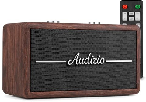 Audizio Tune60 – Radio Retro portátil con Dab+ FM Bluetooth 5.0 Altavoces 40W Pantalla LCD USB MicroSD AUX Alarma Temporizador diseño Vintage Ideal para hogar y Viaje – Color Madera Oscura