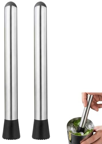 2 Pcs Cocktail Muddler Set, Stainless Steel Ice Crusher and Ice Pick, Professional Bar Tool for Home Cocktail Making, Muddler Collection for Bartenders and Enthusiasts