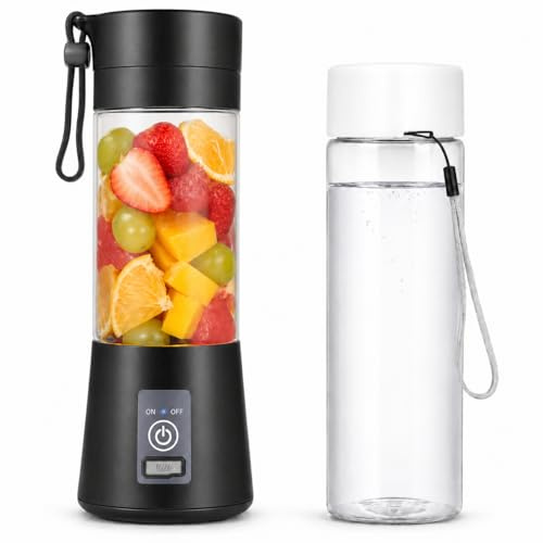 Portable Mini Jug Blender with 480ml Water Bottle For Office Home, 350Ml, Electric Travel Juicer, Multifunctional Fruit Mixer bottle for Smoothie, Fresh Juice, Shakes (Black)