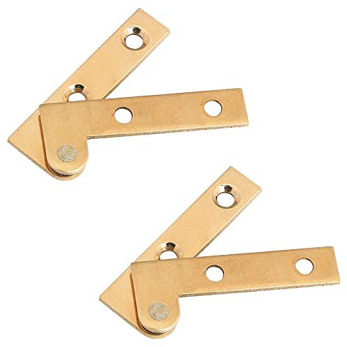 Gedotec Möbelscharniere Schranktür Zapfenbänder Messing Eckzapfenband gerade zum Schrauben | Band für Öffnungswinkel 250° | Messing poliert | 2 Stück - Tür-Scharniere für Drehtüren & Möbel-Türen