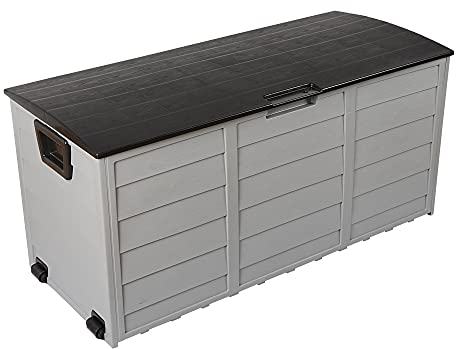 1 Click Buy Outdoor Garden Plastic Storage Utility Chest Cushion Shed Box - Ideal for Outdoor Cushions, Parcels Tools Toys Shed Overflow (290L, Black)