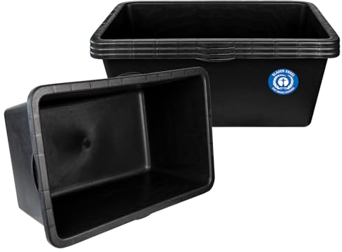 BigDean 3x Mörtelkasten 90 Liter Eckig Miniteich Baueimer - 79 x 49 x 30 cm - Speiswanne Zementwanne Mörtelwanne - Made in Germany - Blauer Engel