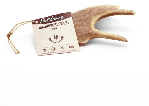 PetLove Damhirsch Geweihstange für Hunde & Welpen • Hirschgeweih Hund • Natürliches Geweih • Kauspielzeug Größe M (75-150g)