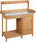 Yaheetech Gärtnertisch 112 x 46,5 x 125 cm Pflanztisch mit verzinkter Arbeitsplatte Schublade Unterschrank, Garten Arbeitstisch aus Holz, Blumentisch Hellbraun