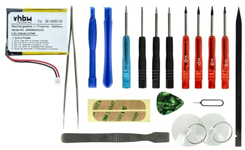 vhbw Akku kompatibel mit Garmin Fenix 6X, 6X Pro Solar Smartwatch Uhr Fitnessarmband (230mAh, 3,7V, Li-Polymer) + Werkzeug-Set