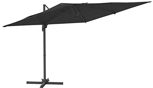 Camerina Ampelschirm mit Aluminium-Mast Windsicherung Ampelschirm Sonnenschirme FüR Terrasse Garten Sonnenschirm Schwarz 400x300 cm