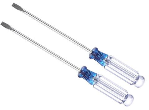 CoCud Destornillador Ranurado Mini, Tamaño de 3.0mm, Longitud de 127mm, Acero al Carbono, Pequeño Destornillador de Cabeza Plana con Mango Antideslizantepara Gafas, 2 Piezas