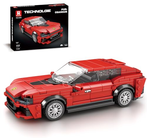 Reobrix Technic Speed Champions Sportwagen Klemmbausteine Rennwagen Bausteine Modell, Spielzeug Auto Modell Bausatz Modellautos für Alter 14+ Jungen Mädchen Kinder Erwachsene (416 Teile)