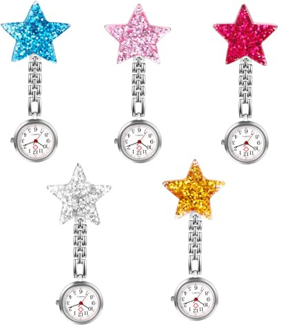 Silverora Orologio da tasca, orologio da infermiera, orologio da sorella, 5 pezzi, buona lettura con clip Fob, orologio da polso per medici