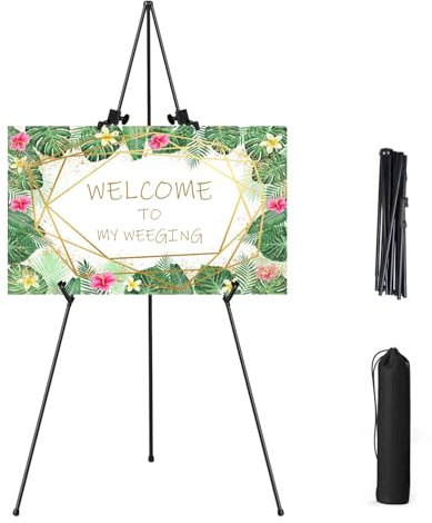 Hniuyun Black Easel Stand for Wedding Sign & Poster, Collapsible Portable Easel Tripod,168cm Tall Adjustable Metal Display Stand for Display Show, Painting, Canvas