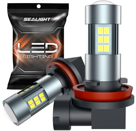 SEALIGHT H11 H8 H16 LED Fog Light Bulbs or DRL, Real 360° illumination Fog Bulbs, 6000K 400% Brightness Upgraded, H16 Front Fog Lamp,Non-polarity, Pack of 2, Plug&Play