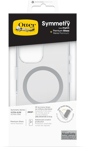 OtterBox Drop Protection Bundle for iPhone 16; Symmetry Series Clear MagSafe Case 3x Tested to Military Standard and Premium Glass Screen Protector, Clear