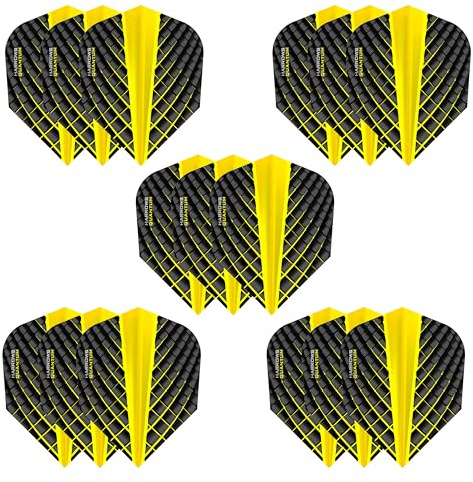 Harrows Quantum Dart Flights | 5 x sets Darts Flights (15 Flights Total) I 100 Micron Dart Flights I Premium Extra Strong Made in UK I Professional Darts Accessories (Yellow)