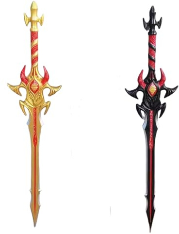 damdos Épée en mousse de 81,3 cm pour Dou Luo Doula Continent Asuara + épée dorée Tang Three Asuara de 81,3 cm, épée royale en mousse, cadeaux d'anniversaire (2 ensembles)