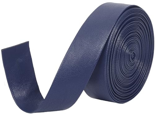 GORGECRAFT Konstläder trimningsband 5 m x 25 mm vikbara läderremsor 1 mm tjock platt snöre lammskinnstextur PU-läder band rem sträng för gör-det-själv hantverk bältes- och smyckestillverkning