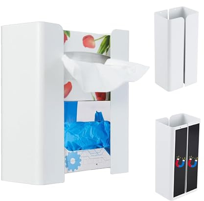 NICEME Caja de Pañuelos, Porta Pañuelos Magnético, Distancia Ajustable, Adecuado para el Hogar, la Cocina, el Refrigerador y la Lavadora, Blanco