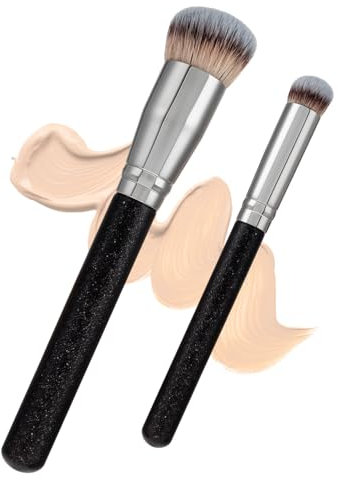 LAC FOR YOU 2er-Set Foundation und Concealer Pinsel - Foundation Pinsel schräg und Concealer Präzisionspinsel – Dichte synthetische Borsten, ergonomischer Zylindergriff
