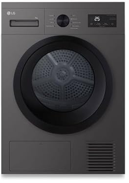 LG RHA1008NDK - Secadora de Ropa 8kg, Bomba de Calor y Carga Frontal, D, Secadora LG Serie 100, 65 dB, Secado por Bomba de calor, LED Display, Ahorra Energía y Tiempo, Color Grafito