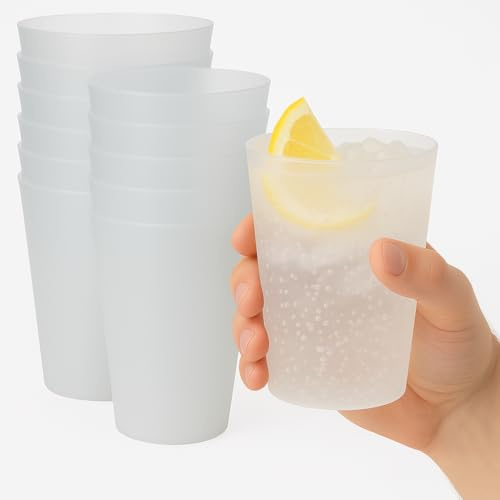 200 Vasos Reutilizables 480 ml Sanjoma | Plástico Duro y Transparente Reforzado | Resistentes y Duraderos Aptos para lavavajillas | Ideales para Cubatas, Cerveza, Sidra, Fiestas y Eventos | Sin BPA