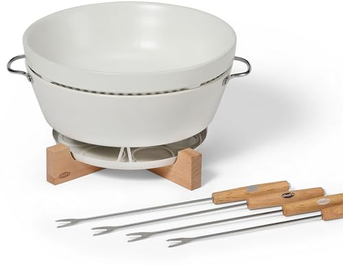 Chef’n SweetSpot Fondue Set, Adjustable Tea Light Candle-Powered Fondue Pot with Ceramic Bowl,Perfect for Chocolate and Cheese, Easy to Use, Dishwasher Safe, Ideal for Entertaining, 9.6 x 9.6 x 5 Inch