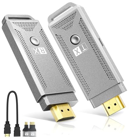 Trasmettitore e ricevitore wireless HDMI [100 m, 4K a 1080p], 2.4G/5G Dual Band HDMI, Plug & Play per Streaming Video Audio File da Laptop/PC/TV Box su Monitor/TV/Proiettore