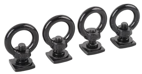 Wakects Ancoraggio di Ancoraggio per Montaggio su Binario a T, Occhiello in Acciaio Inossidabile M8 per Portapacchi, con Rondella Elastica per Corde Elastiche Ganci Punti di Ancoraggio (Black)
