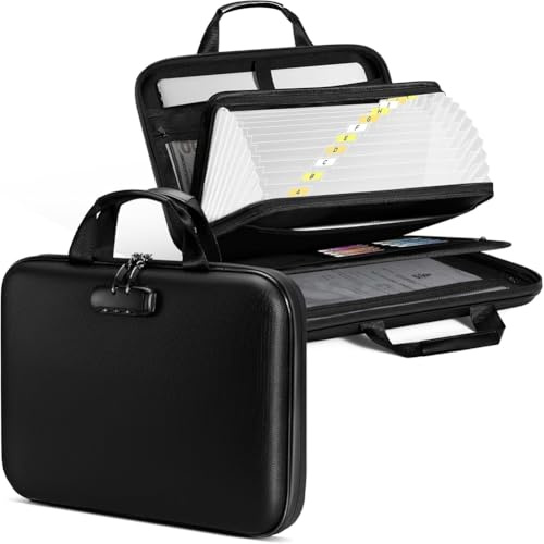 Fegtrtyoa Scatola Organizer per Documenti Resistente al con Lucchetto e Cartelle - Borsa Sicura A Prova di Danno per la Protezione di Valori e Documenti