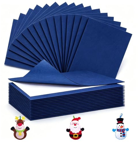 Ezitruz Fieltro autoadhesivo de 30 x 20 cm, 16 unidades, color azul real, hojas de tela de fieltro de 2 mm, fieltro adhesivo, tela de fieltro, papel de fieltro para manualidades, manualidades