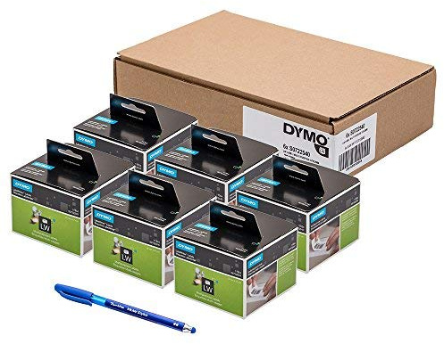Dymo 11354 6 rotoli di etichette universali rimovibili per LabelWriter, adesive, 57 x 32 mm, 500 pz per rotolo + Penna Papermate in regalo