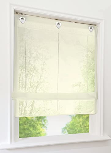 1er-Pack Raffrollo mit U-Haken Weiß Transparent Voile Ösenrollo Vorhang (BxH 80x130cm, Beige)