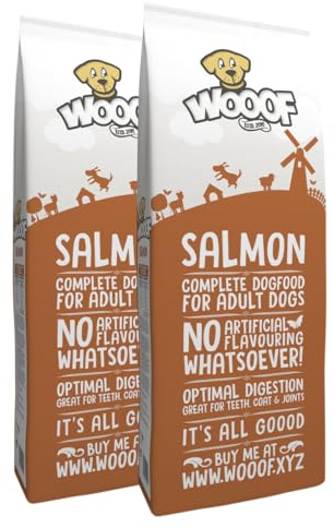 WOOOF Lachs 36kg kaltgepresstes und hypoallergenes Hundefutter mit Fisch | Trockenfutter, Lachsöl und ohne Weizengluten