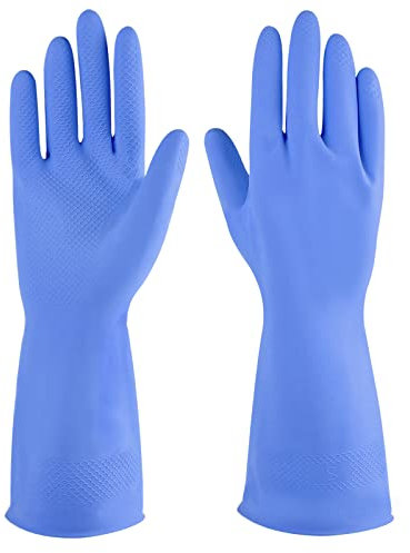 IUCGE Rubber cleaning gloves blue 3 Pairs for Household,Reuseable dishwashing gloves for Kitchen.(3,Medium)