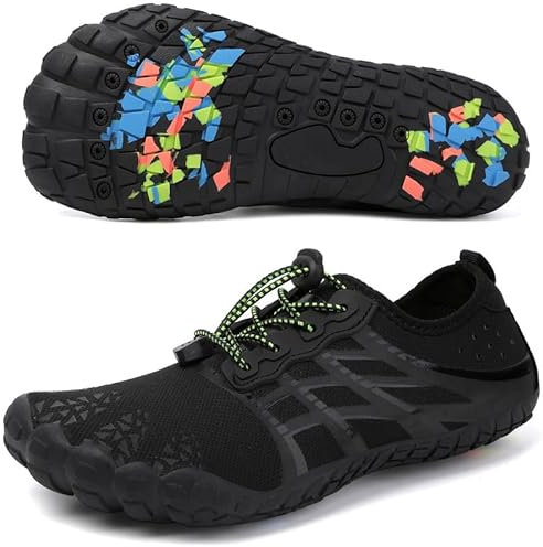 Unisex Zapatos Descalzos Hombre Mujer Zapatos de Agua Hombres Mujeres Barefoot Zapatillas Outdoor Secado Rápido Surf Calzado para Yoga Playa Transpirable Ligero y Antideslizante(Negro 37EU)